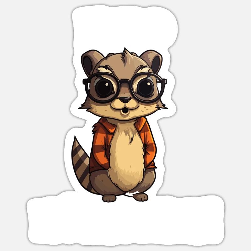 Nerdhörnchen Junge Jungen Erdhörnchen Nerdy Nerd Sticker Größe S (10 x 10 cm)
