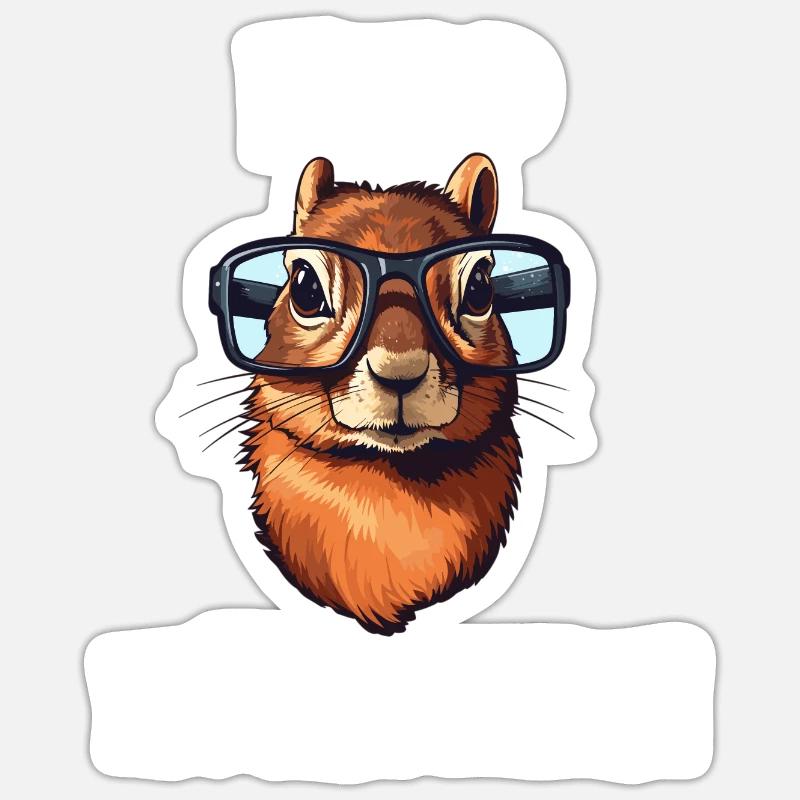 Nerdhörnchen Junge Jungen Erdhörnchen Nerdy Nerd Sticker Größe S (10 x 10 cm)