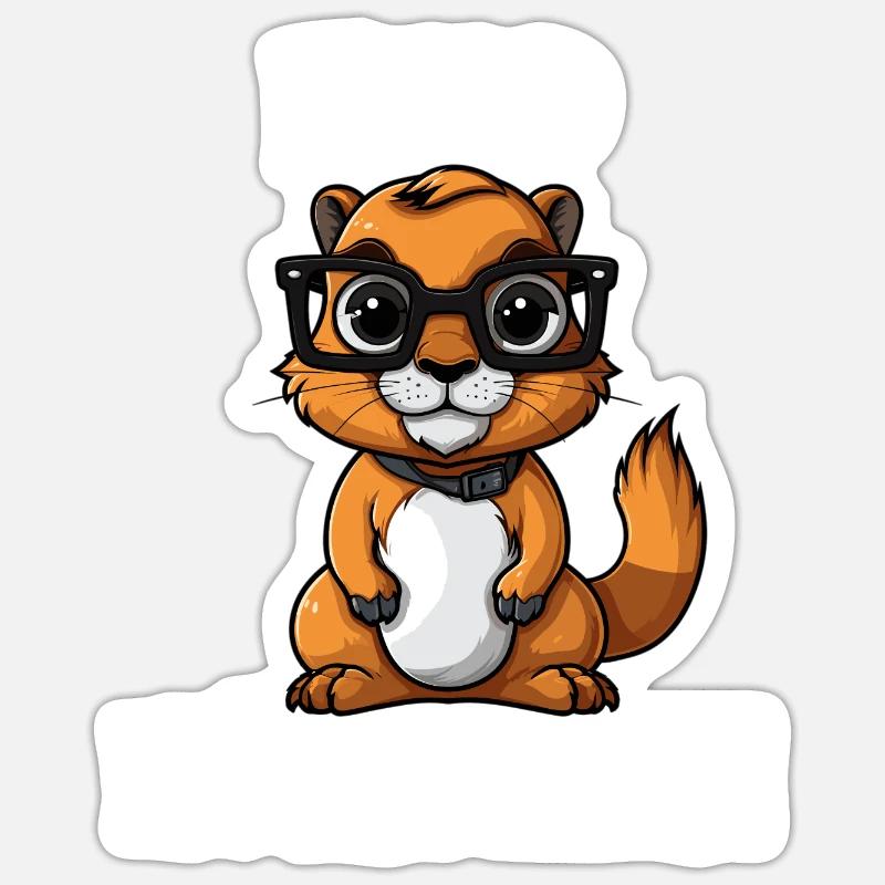 Nerdhörnchen Junge Jungen Erdhörnchen Nerdy Nerd Sticker Größe S (10 x 10 cm)