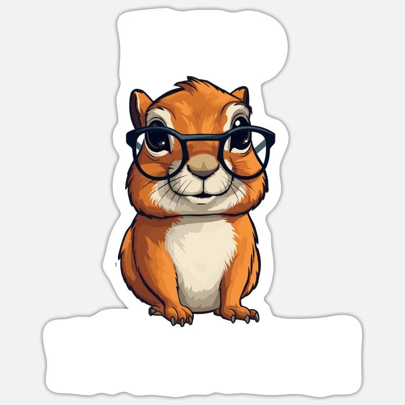 Nerdhörnchen Junge Jungen Erdhörnchen Nerdy Nerd Sticker Größe S (10 x 10 cm)