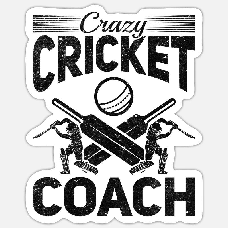 Crazy Cricket Coach - Sticker Größe S (10 x 10 cm) - Mattweiß