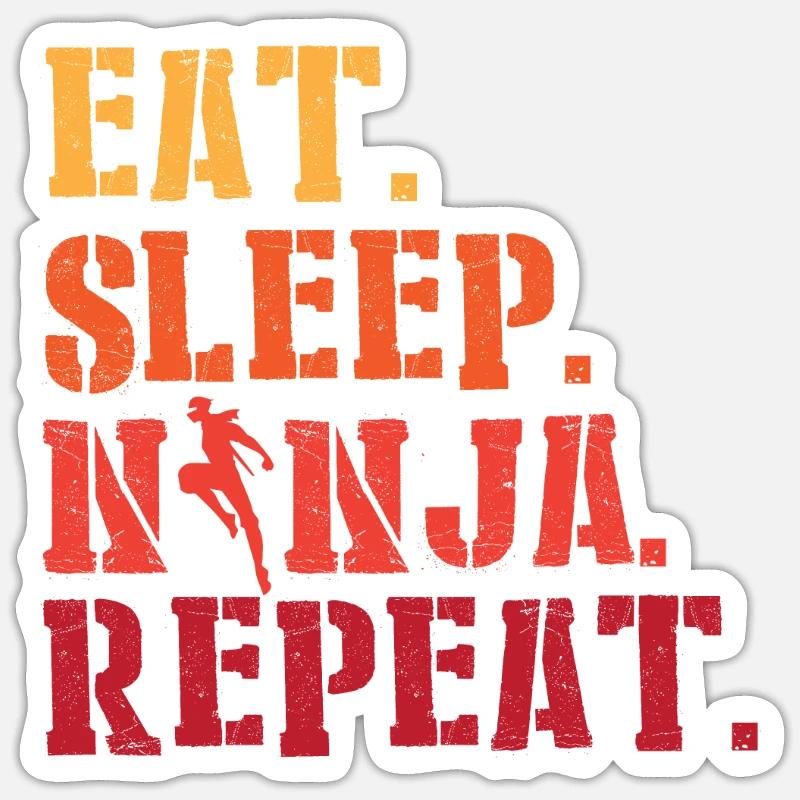 Manger Sommeil Ninja Répéter Shadow Warrior Ninja - Sticker taille S (10 x 10 cm) - blanc mat
