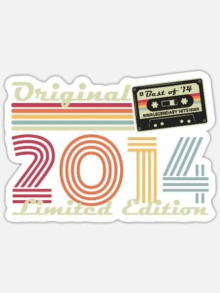 Original 2014 Vintage Geschenk 10. Geburtstag - Sticker Größe S (10 x 10 cm) - Mattweiß