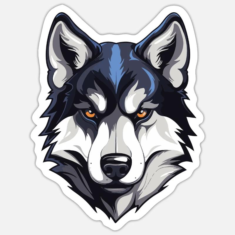 Tête de chien Husky - Sticker taille S (10 x 10 cm) - blanc mat