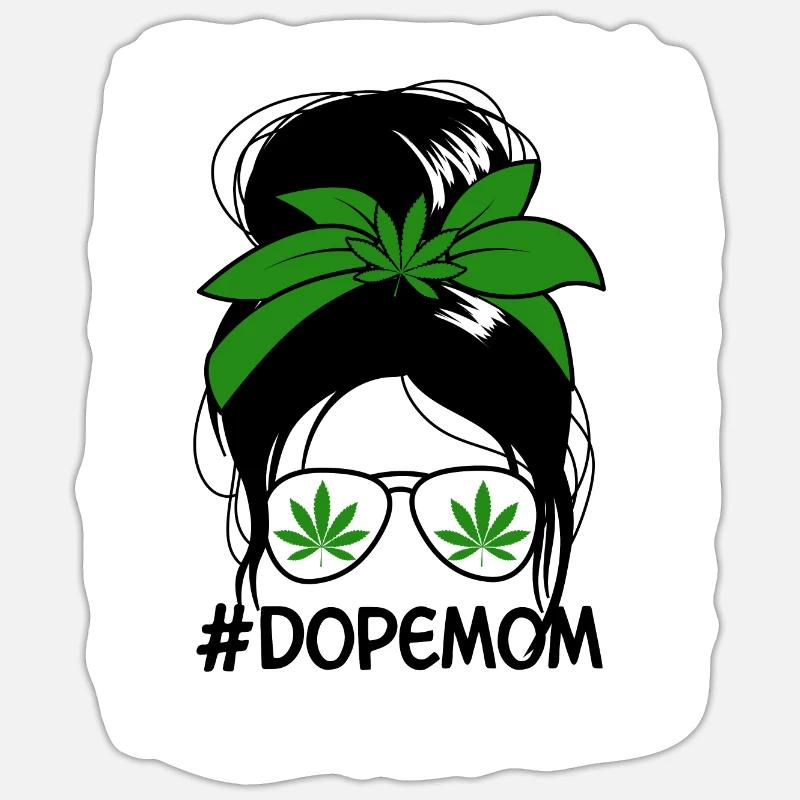 Dop Mama Messy Bun Marihuana Raucher Mutter Sticker Größe S (10 x 10 cm)
