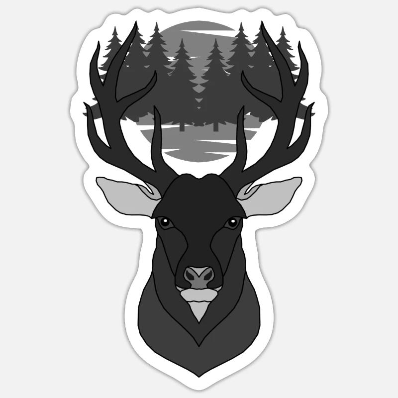 Rothirsch Geweih mit Hirschgeweih Sticker Größe S (10 x 10 cm)