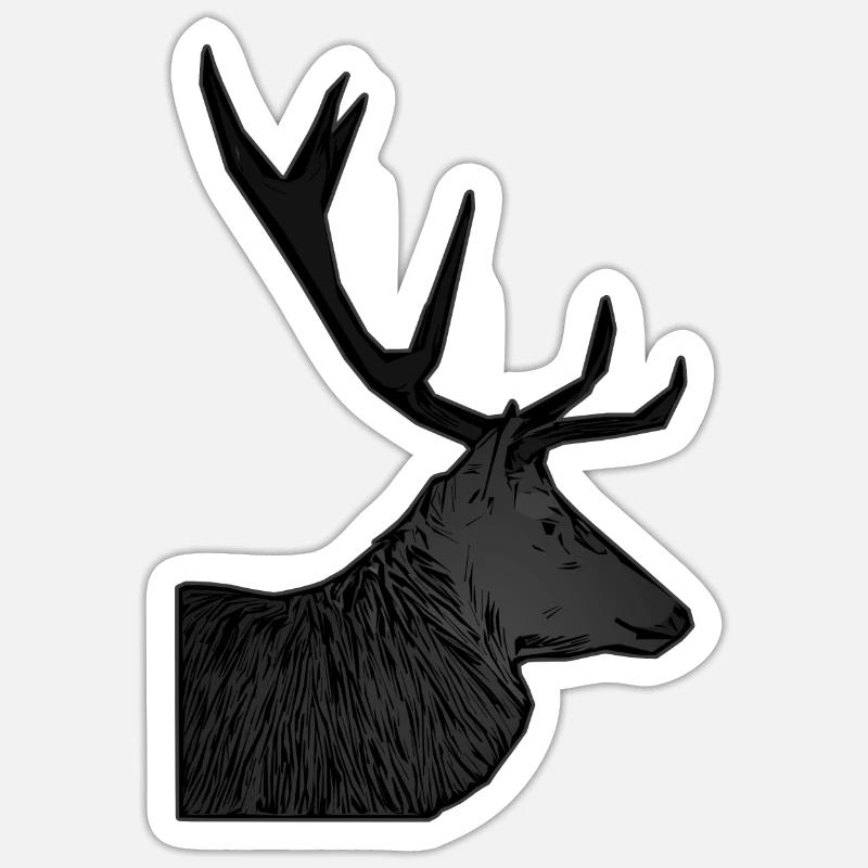 Rothirsch Geweih mit Hirschgeweih Sticker Größe S (10 x 10 cm)