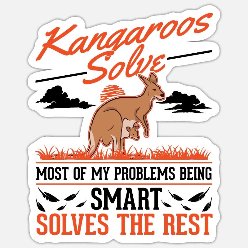 Känguru Australien Kangaroo - Sticker størrelse S (10 x 10 cm) - mat hvid