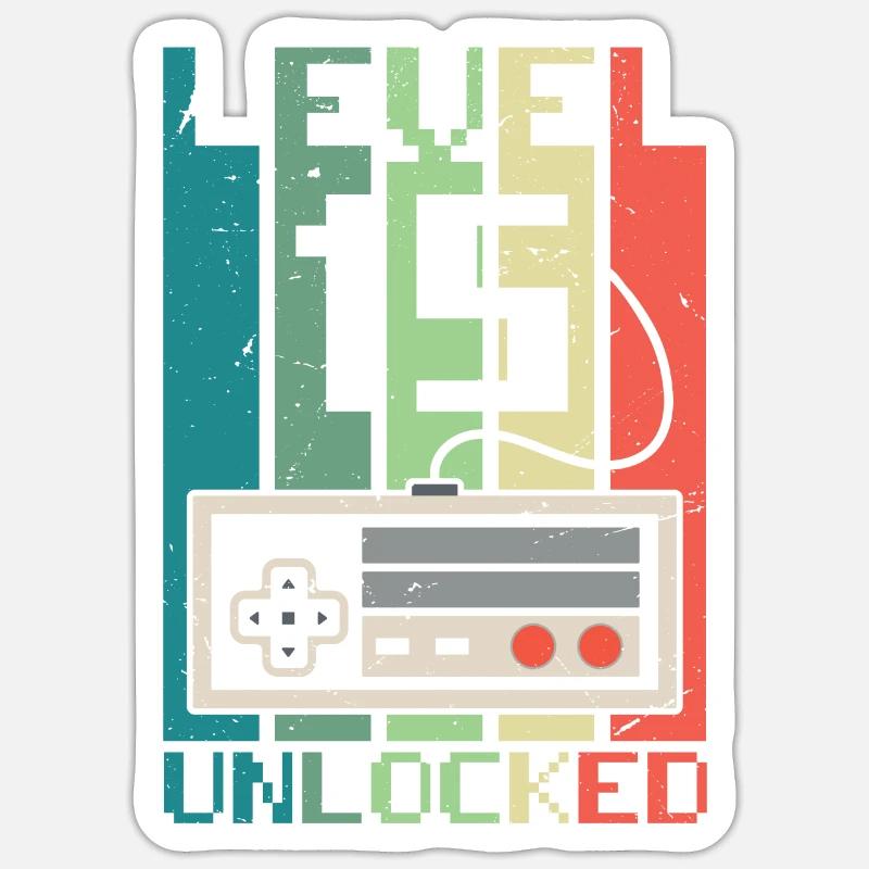 Level 15 Unlocked - Sticker size S (10 x 10 cm) - white matte