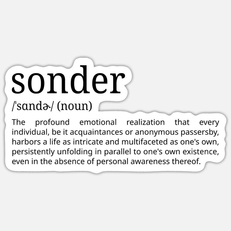 Sonder - Définition du dictionnaire - Sticker taille S (10 x 10 cm) - blanc mat