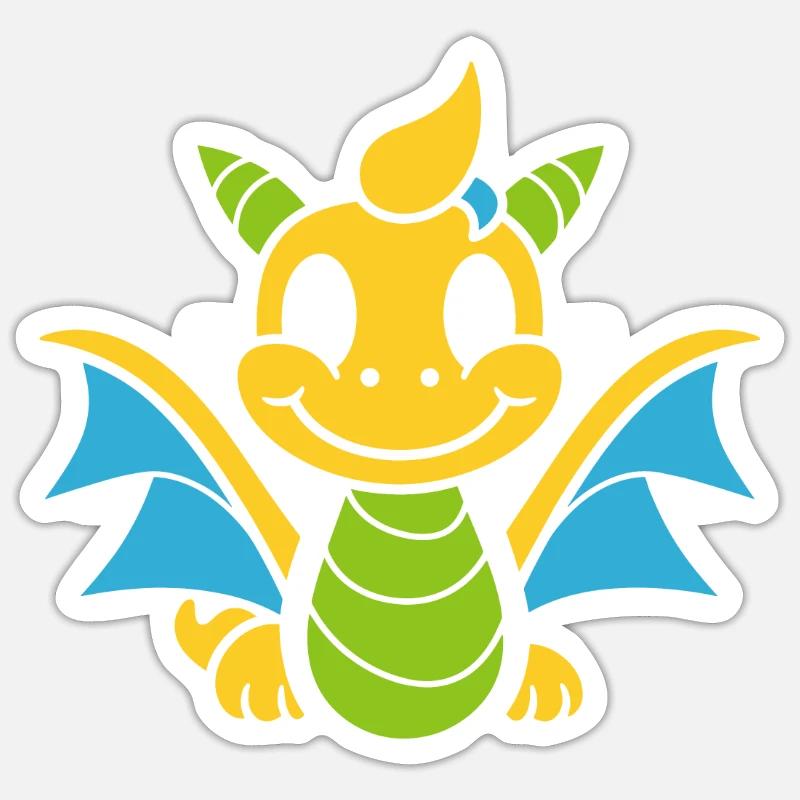 Bébé dragon - Sticker taille S (10 x 10 cm) - blanc mat