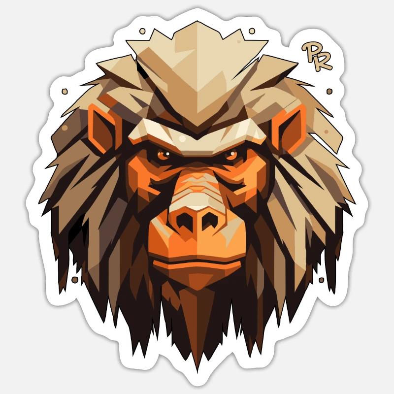 haariger Affe - Sticker Größe S (10 x 10 cm) - Mattweiß