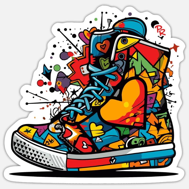Love Sneaker Graffiti - Sticker size S (10 x 10 cm) - white matte