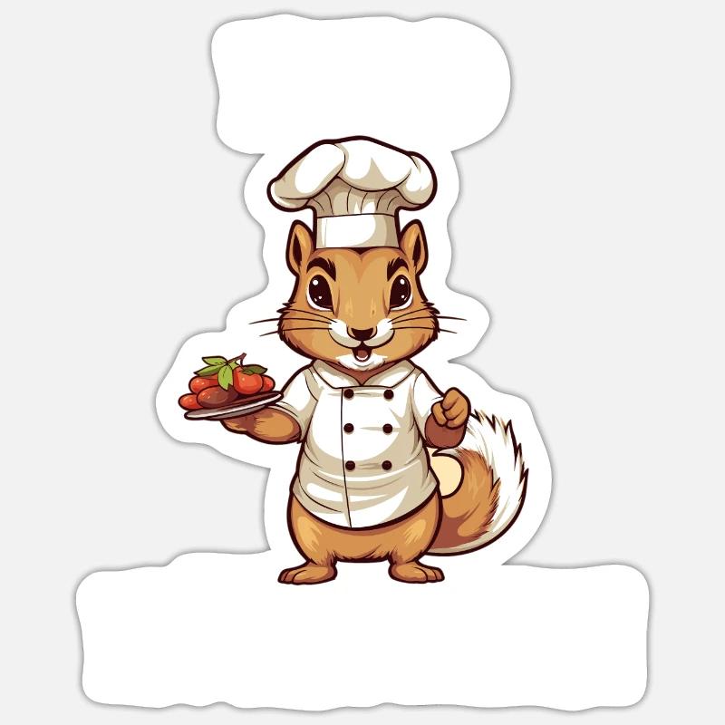Erdhörnchen kochen Koch Kochmütze Herdhörnchen Sticker Größe S (10 x 10 cm)