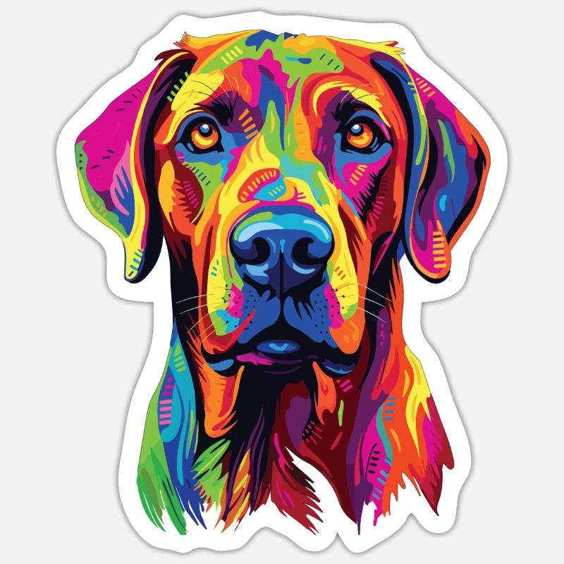 Wasserfarben Farbenfroher Rhodesian Ridgeback - Sticker Größe S (10 x 10 cm) - Mattweiß