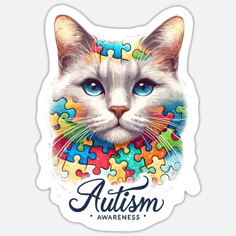 Autism Awareness puzzles piece - Sticker size S (10 x 10 cm) - white matte