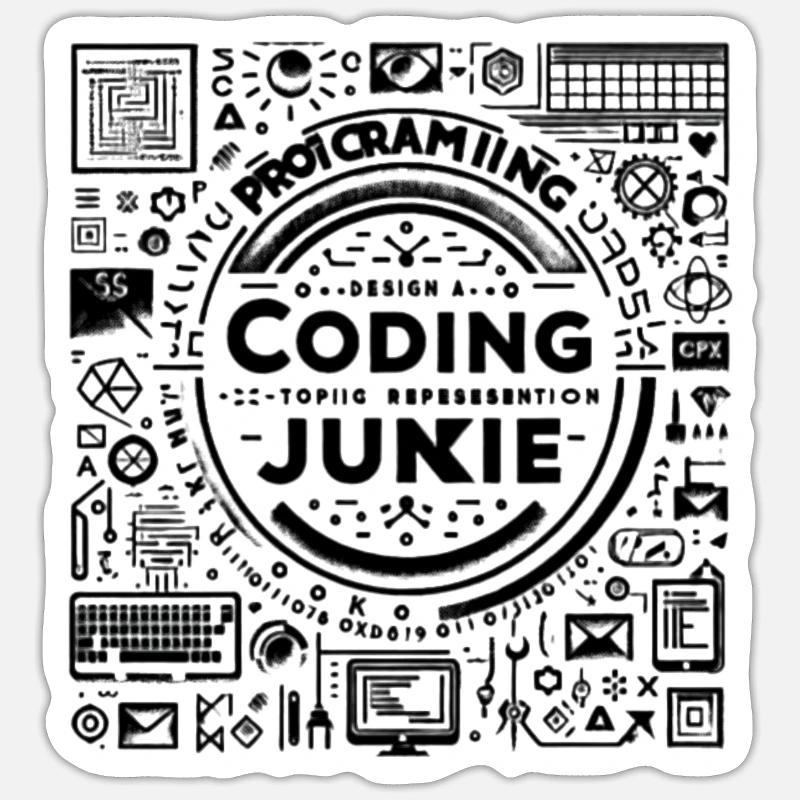 Coding Junkie 8 - Sticker Größe S (10 x 10 cm) - Mattweiß