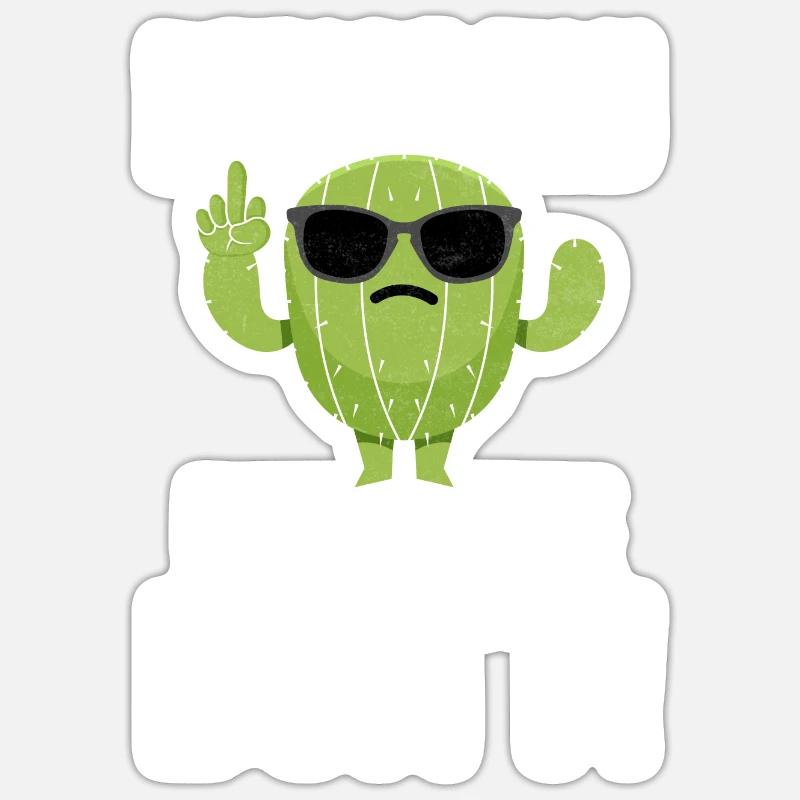 Drôle de cactus succulent - Sticker taille S (10 x 10 cm) - blanc mat