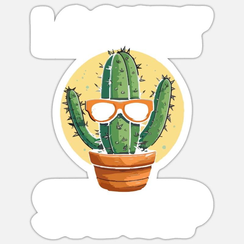 Drôle de cactus succulent - Sticker taille S (10 x 10 cm) - blanc mat