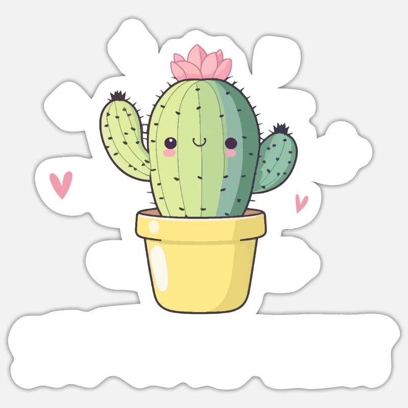 Drôle de cactus succulent - Sticker taille S (10 x 10 cm) - blanc mat