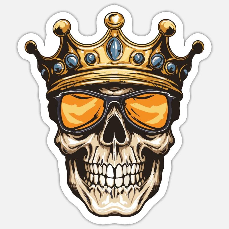 Skull King Crown - Sticker size S (10 x 10 cm) - white matte