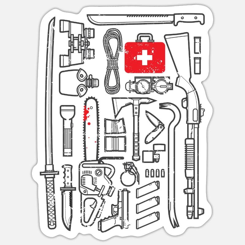 Zombie Apocalypse Zombie Hunter Apocalyptical - Sticker Größe S (10 x 10 cm) - Mattweiß