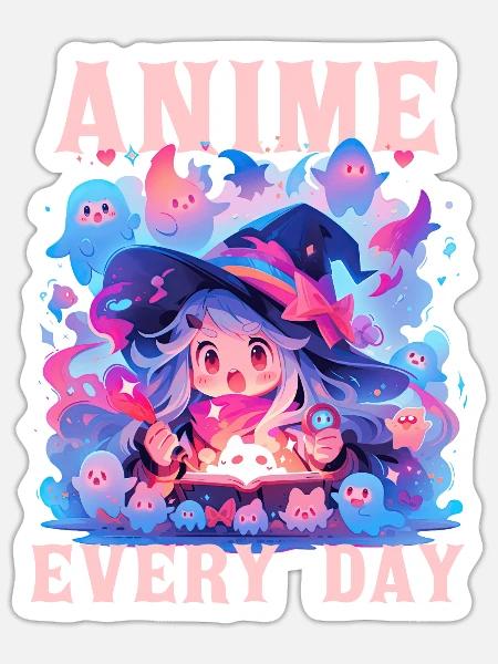 Anime Every Day Funny Chibi Witch Kawaii Manga Lov - Sticker Größe S (10 x 10 cm) - Mattweiß