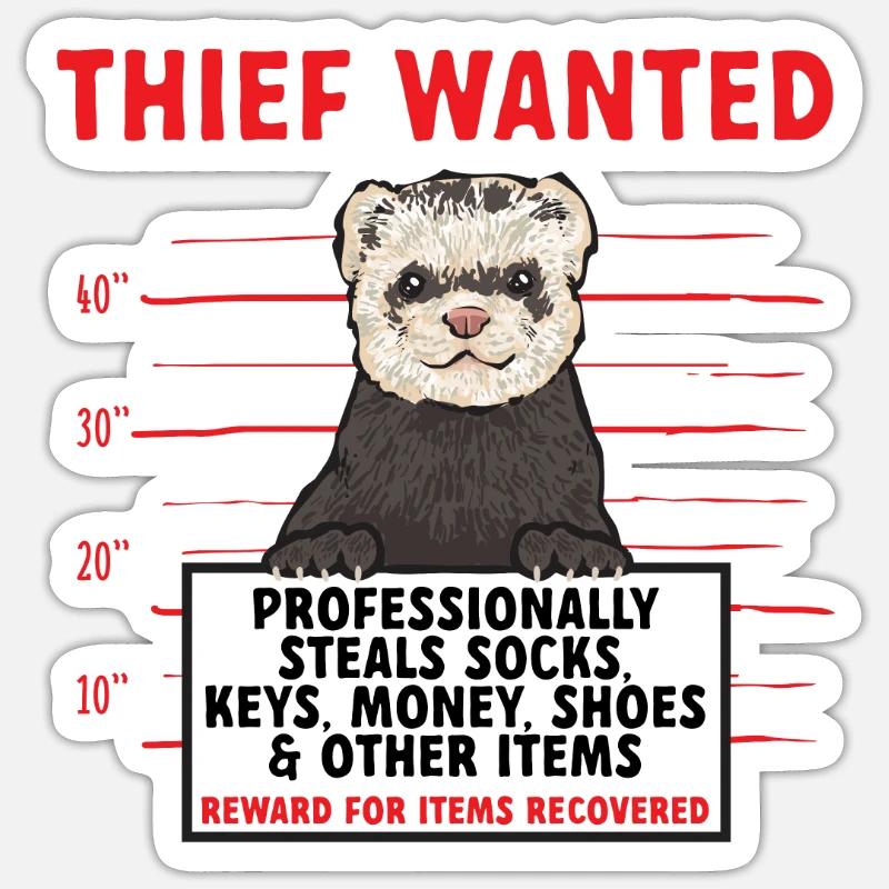 Furet, propriétaire de furet - Sticker taille S (10 x 10 cm) - blanc mat
