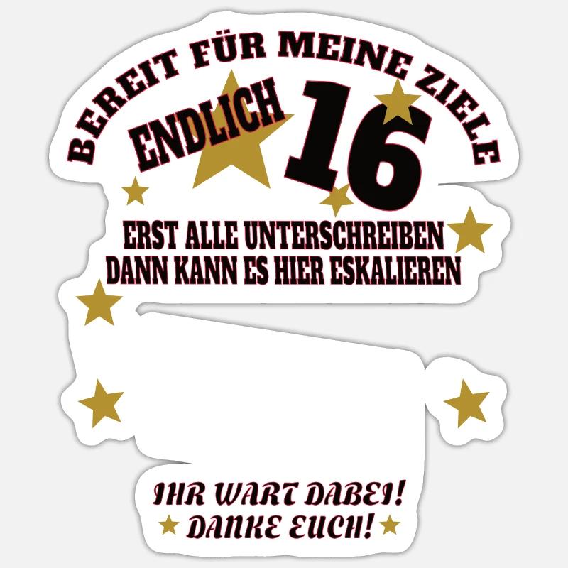 16. Geburtstag Junge Gästebuch Mädchen Sticker Größe S (10 x 10 cm)