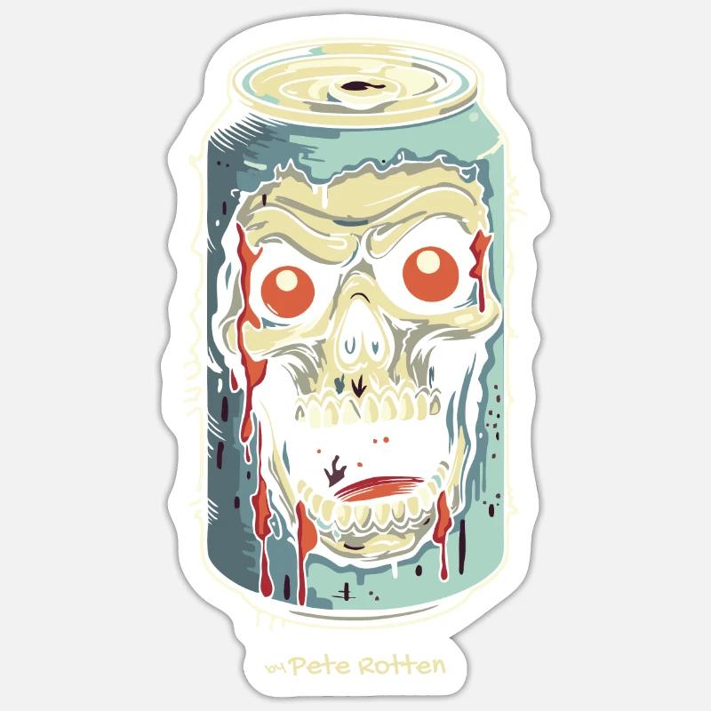 Die Horror-Totenkopf-Getränke-Dose - Sticker Größe S (10 x 10 cm) - Mattweiß