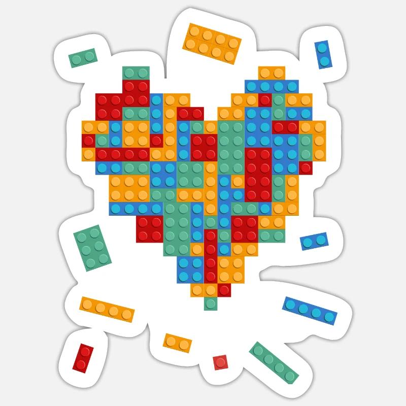 Valentine's Day Heart Building Blocks Constructor Architect Sticker size S (10 x 10 cm)