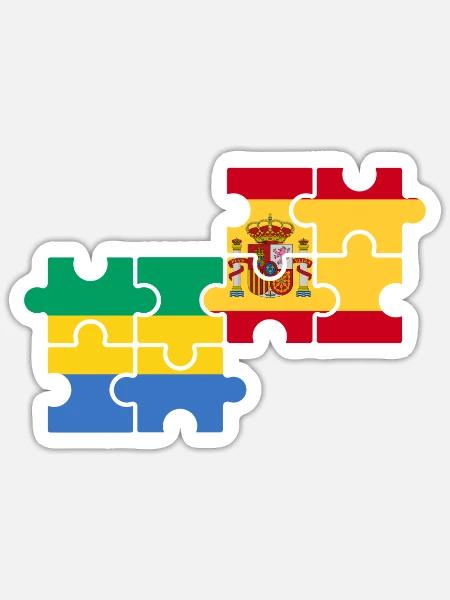 Gabun Spanien Flagge Spanisch Gabuner - Sticker Größe S (10 x 10 cm) - Mattweiß