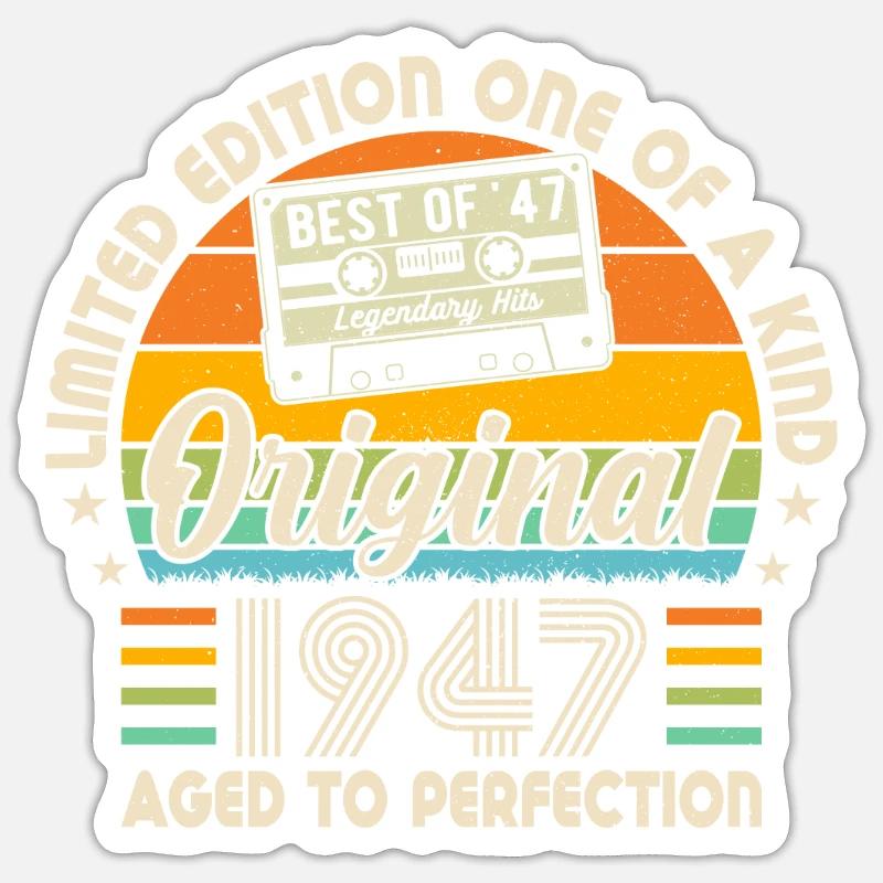 Fier 77e anniversaire 1947 - Sticker taille S (10 x 10 cm) - blanc mat