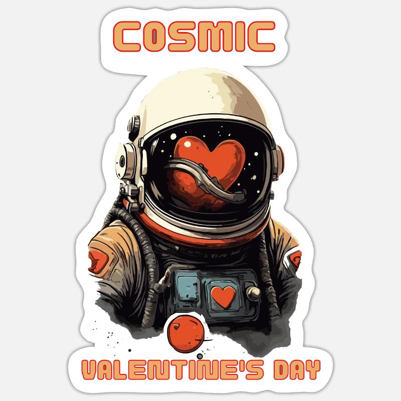 Saint-Valentin cosmique - Sticker taille S (10 x 10 cm) - blanc mat