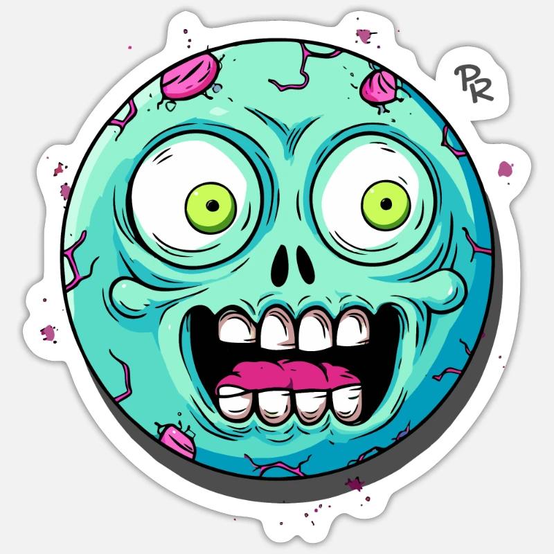 Augen weit offen: Schock, ein Zombie Sticker Größe S (10 x 10 cm)