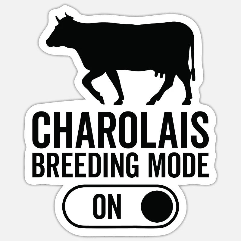 Mode d’élevage de vaches activé - Charolais - Sticker taille S (10 x 10 cm) - blanc mat