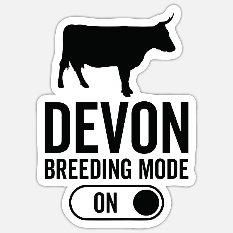 Cow breeding mode on - Devon - Sticker size S (10 x 10 cm) - white matte