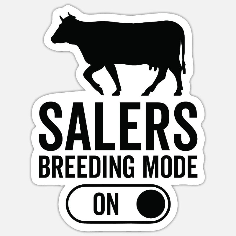 Mode d’élevage de vaches activé - Saler - Sticker taille S (10 x 10 cm) - blanc mat