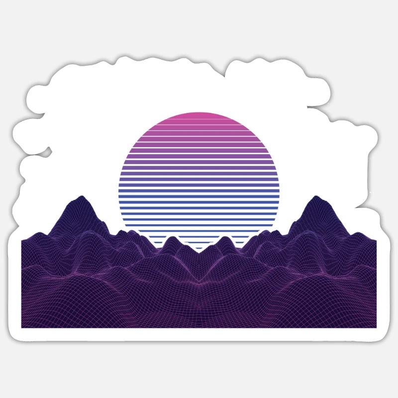 Sunset Synthwave Retro Music 80s Sticker size S (10 x 10 cm)