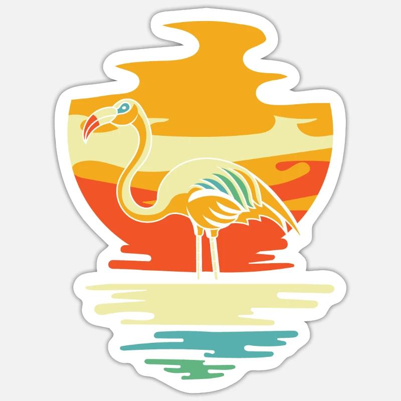 Flamant - Sticker taille S (10 x 10 cm) - blanc mat