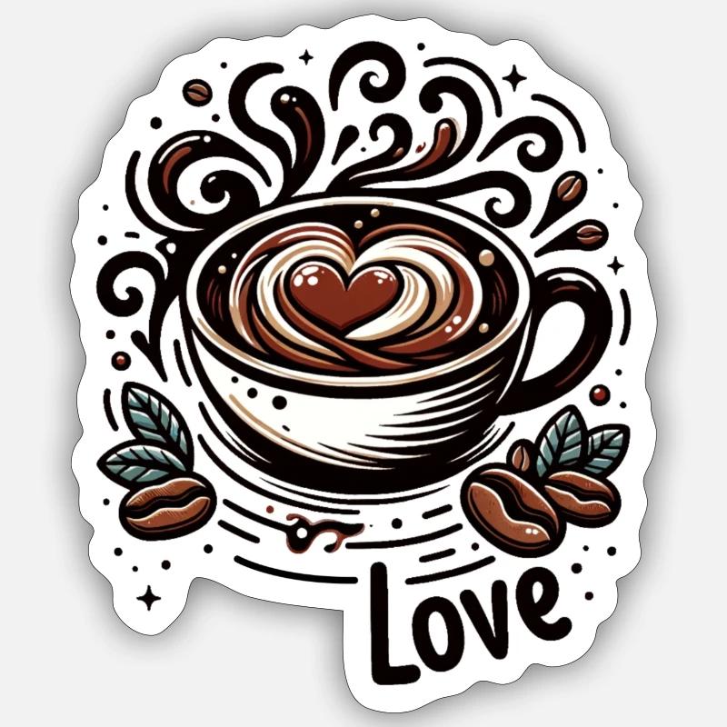Kaffeeliebe - Sticker Größe S (10 x 10 cm) - Mattweiß