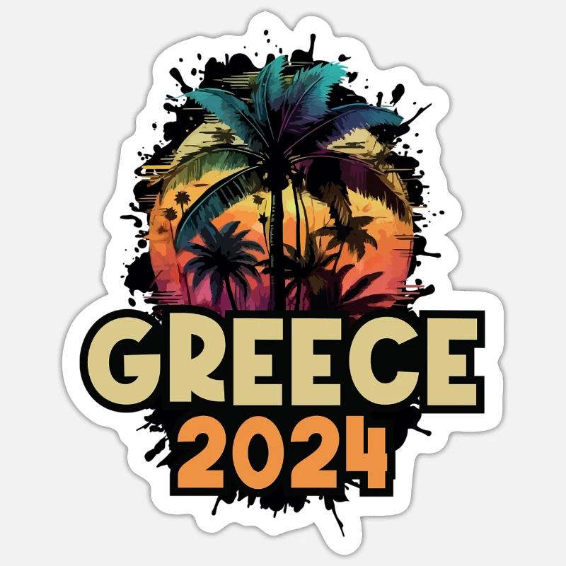 Grèce 2024 Vacances Dire - Sticker taille S (10 x 10 cm) - blanc mat