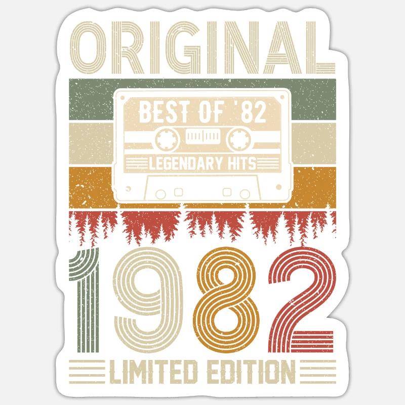 1982 42 ans de légende - Sticker taille S (10 x 10 cm) - blanc mat