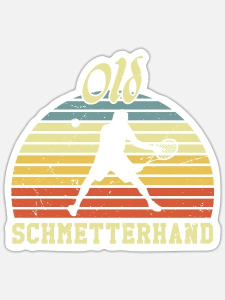 Tennis Retro Old Schmetterhand - Sticker Größe S (10 x 10 cm) - Mattweiß