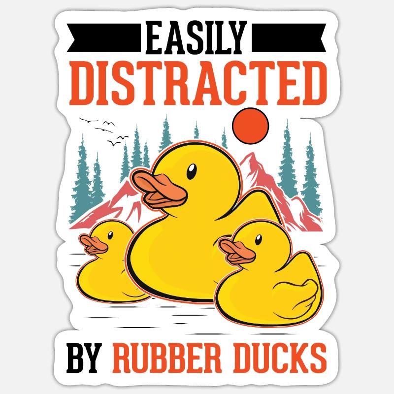 Gummiente Geschenk Quietscheente Badeente - Sticker Größe S (10 x 10 cm) - Mattweiß
