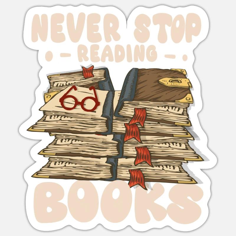 N’arrêtez pas de lire - Sticker taille S (10 x 10 cm) - blanc mat