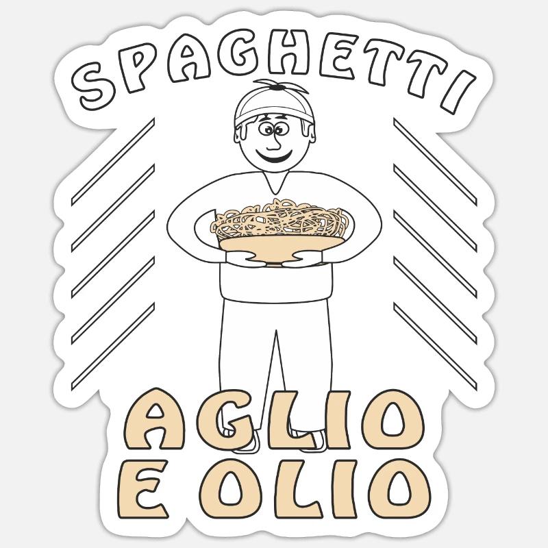 SPAGHETTI AGLIO E OLIO - Sticker taille S (10 x 10 cm) - blanc mat