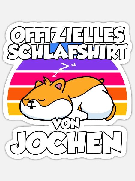 Offizielles Schlafshirt Von Jochen - Sticker Größe S (10 x 10 cm) - Mattweiß