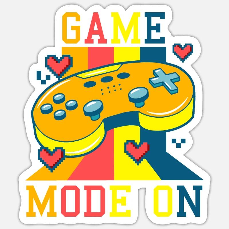 Mode de jeu activé : Manette de jeu rétro Poster Sticker taille S (10 x 10 cm)