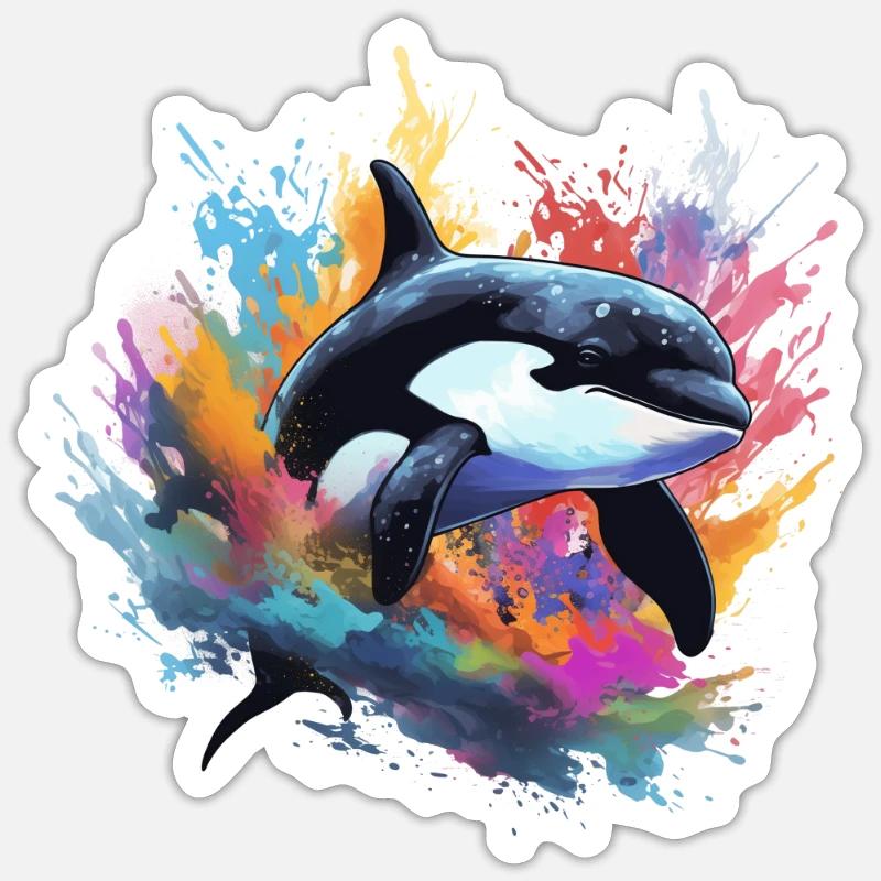 Orca Killerwal bunt - Sticker Größe S (10 x 10 cm) - Mattweiß